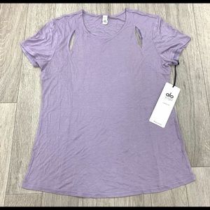 Alo yoga purple astra tee NWT